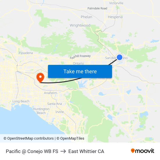 Pacific @ Conejo WB FS to East Whittier CA map