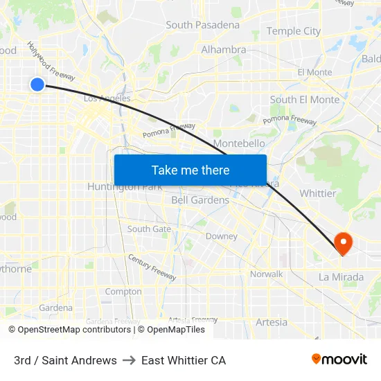 3rd / Saint Andrews to East Whittier CA map