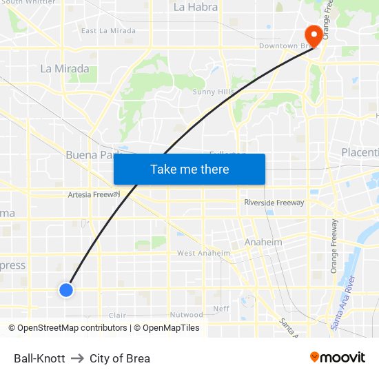 Ball-Knott to City of Brea map
