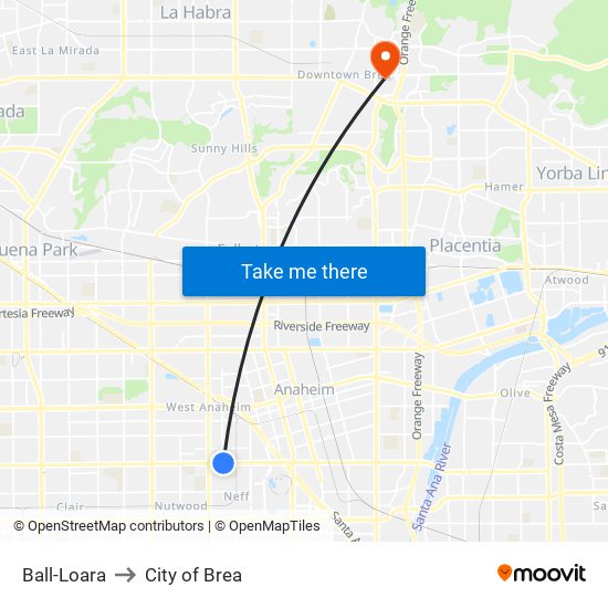 Ball-Loara to City of Brea map