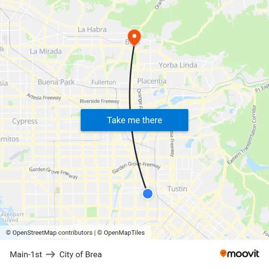 Main-1st to City of Brea map