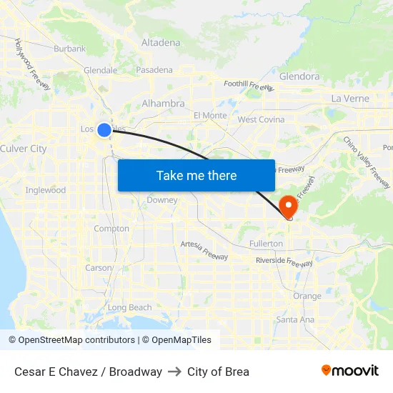 Cesar E Chavez / Broadway to City of Brea map
