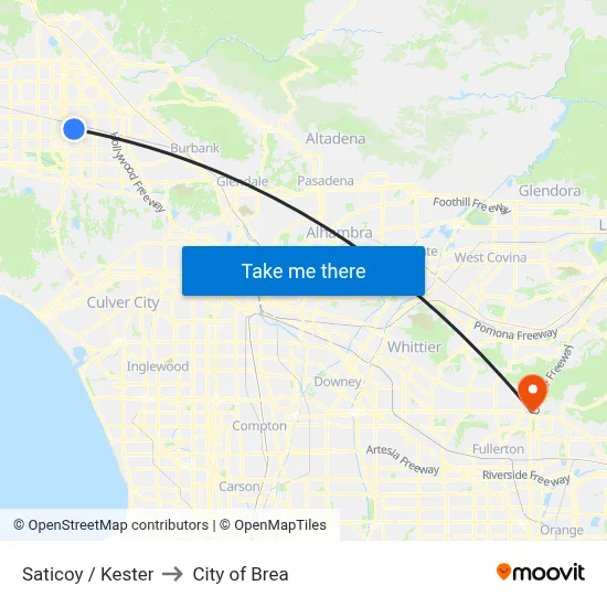 Saticoy / Kester to City of Brea map
