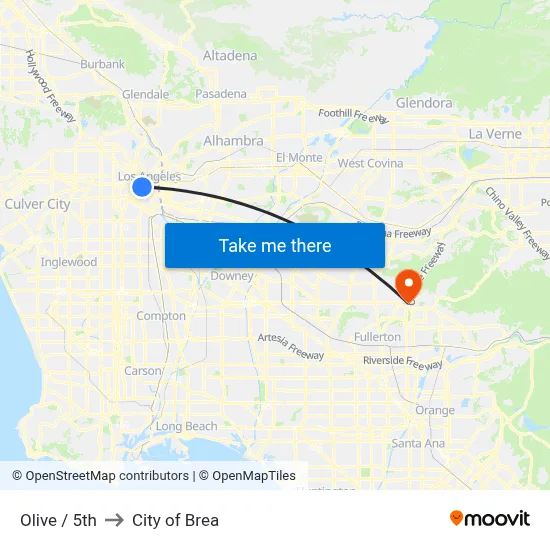 Olive / 5th to City of Brea map