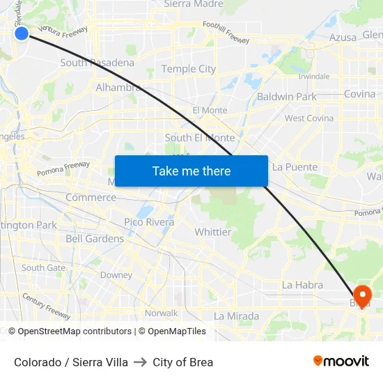 Colorado / Sierra Villa to City of Brea map