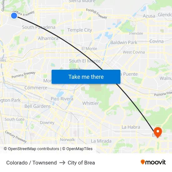 Colorado / Townsend to City of Brea map