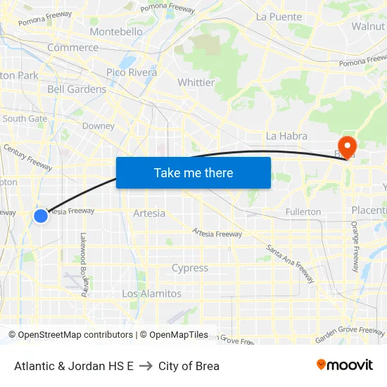 Atlantic & Jordan HS E to City of Brea map