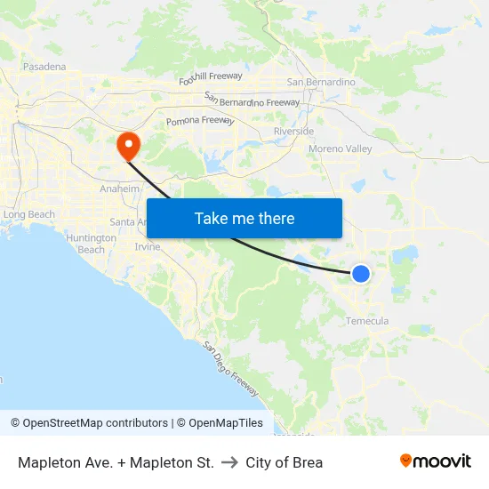 Mapleton Ave. + Mapleton St. to City of Brea map