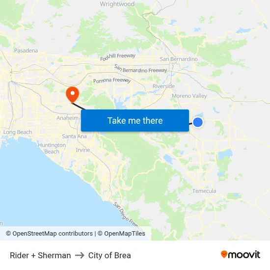 Rider + Sherman to City of Brea map