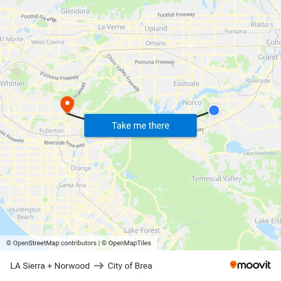 LA Sierra + Norwood to City of Brea map