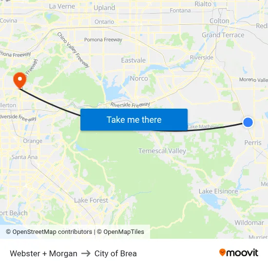 Webster + Morgan to City of Brea map