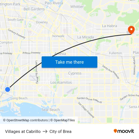 Villages at Cabrillo to City of Brea map