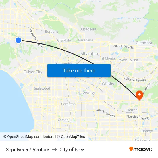 Sepulveda / Ventura to City of Brea map