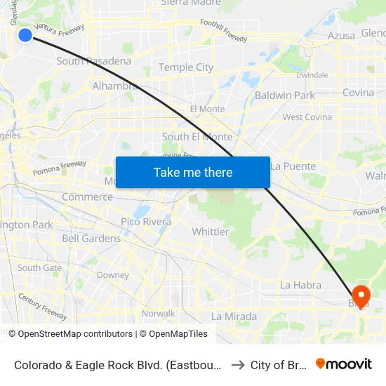 Colorado & Eagle Rock Blvd. (Eastbound) to City of Brea map