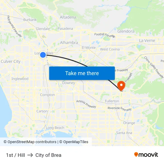1st / Hill to City of Brea map