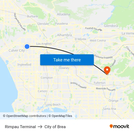 Rimpau Terminal to City of Brea map