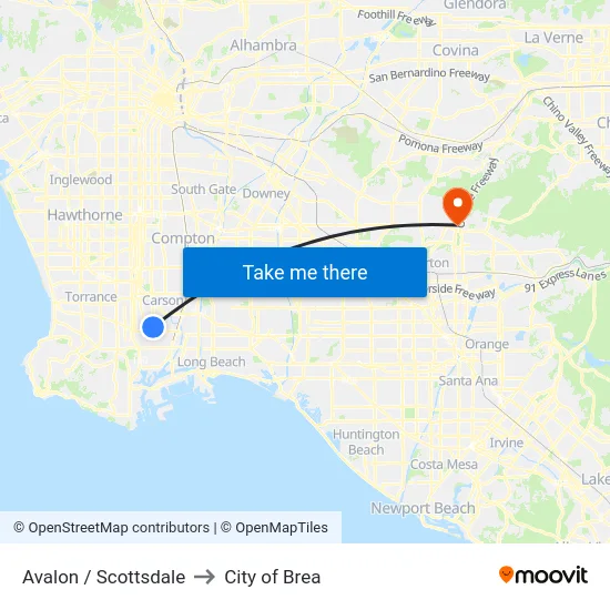 Avalon / Scottsdale to City of Brea map