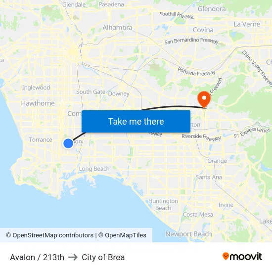 Avalon / 213th to City of Brea map