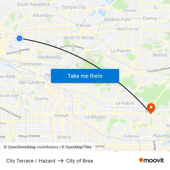 City Terrace / Hazard to City of Brea map