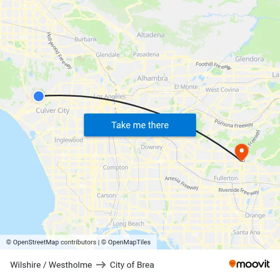 Wilshire / Westholme to City of Brea map