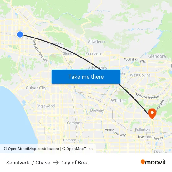 Sepulveda / Chase to City of Brea map