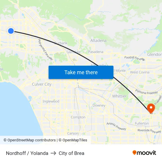 Nordhoff / Yolanda to City of Brea map