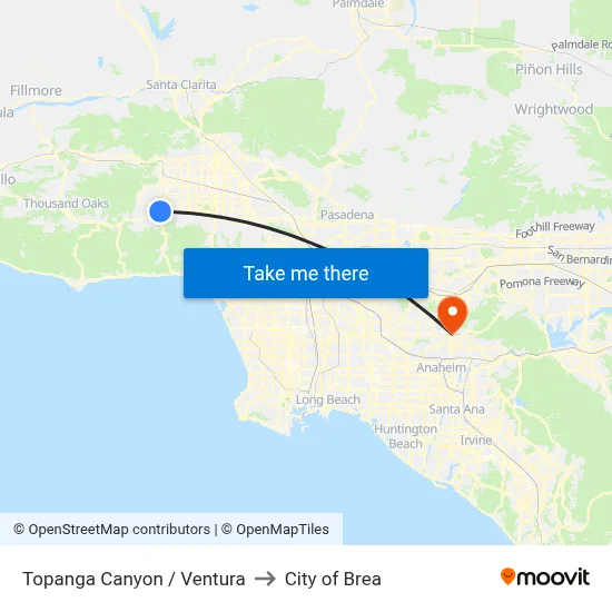 Topanga Canyon / Ventura to City of Brea map