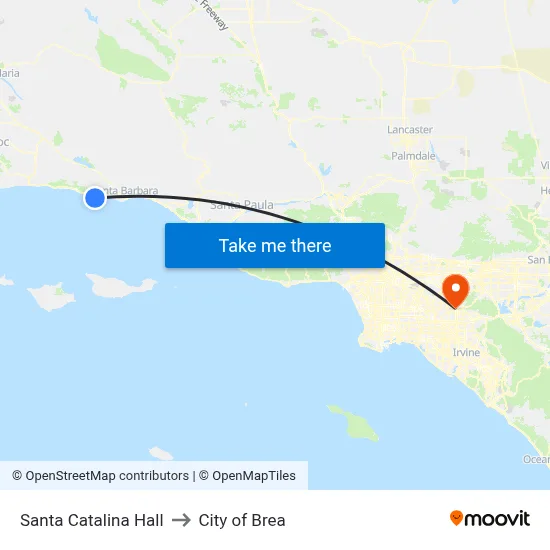 Santa Catalina Hall to City of Brea map