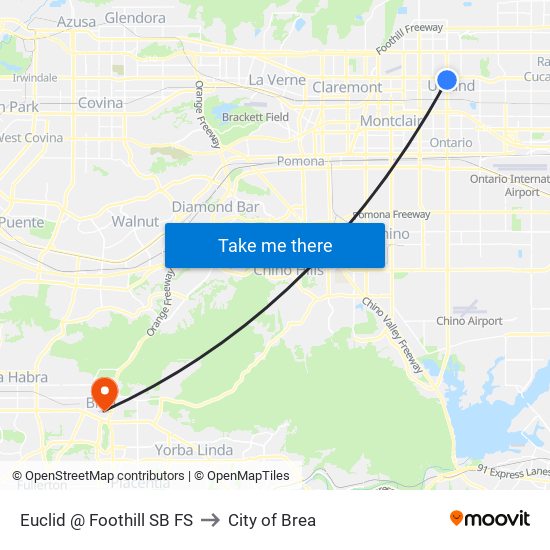 Euclid @ Foothill SB FS to City of Brea map