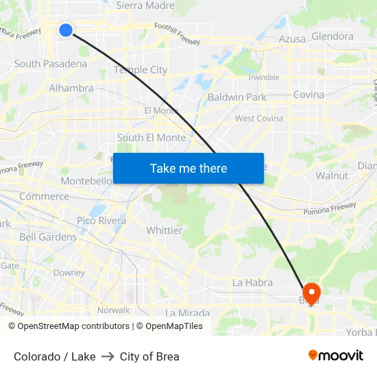 Colorado / Lake to City of Brea map