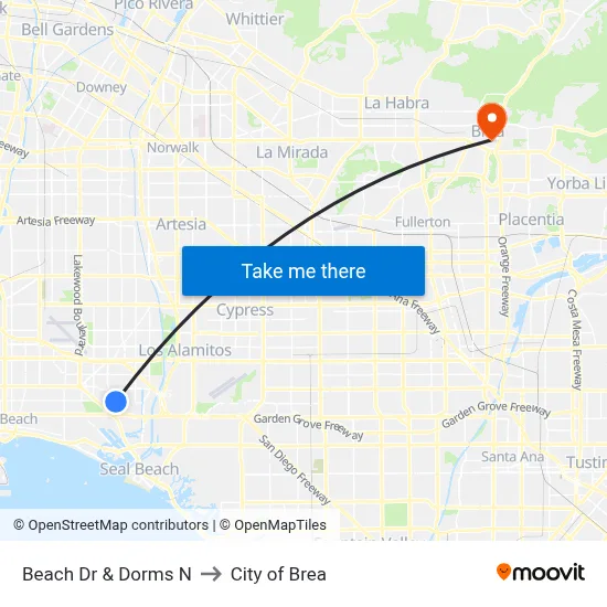 Beach Dr & Dorms N to City of Brea map