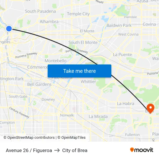 Avenue 26 / Figueroa to City of Brea map