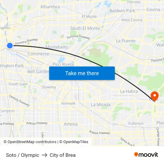 Soto / Olympic to City of Brea map
