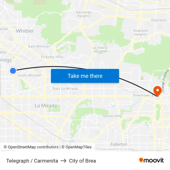 Telegraph / Carmenita to City of Brea map