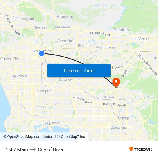 1st / Main to City of Brea map