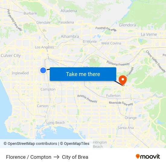 Florence / Compton to City of Brea map