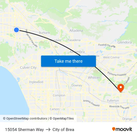 15054 Sherman Way to City of Brea map