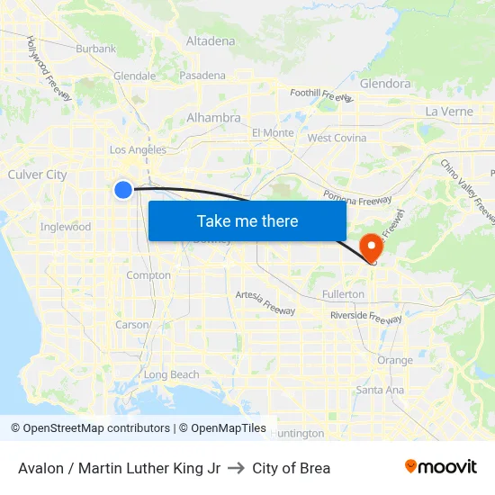Avalon / Martin Luther King Jr to City of Brea map