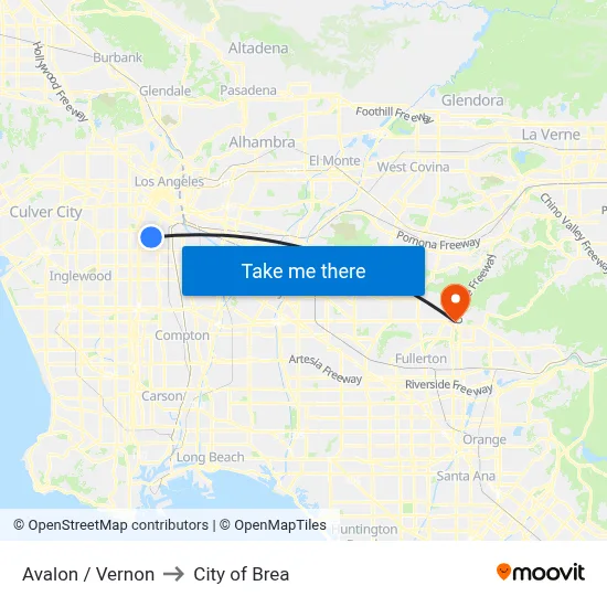Avalon / Vernon to City of Brea map
