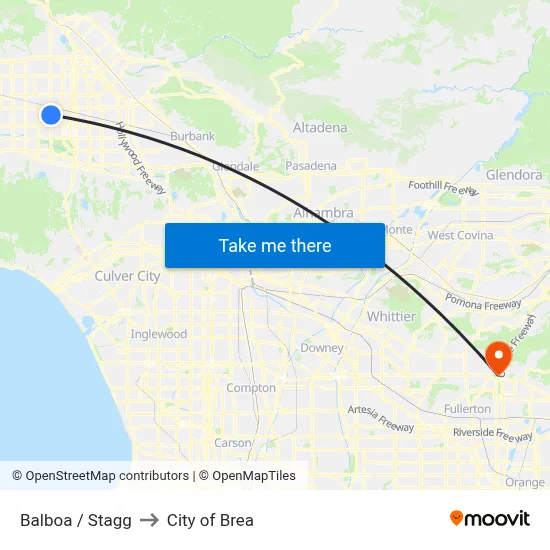 Balboa / Stagg to City of Brea map