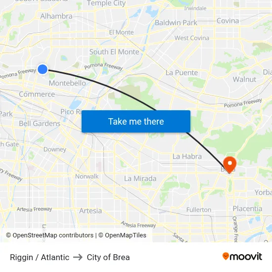 Riggin / Atlantic to City of Brea map