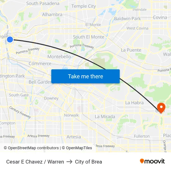Cesar E Chavez / Warren to City of Brea map