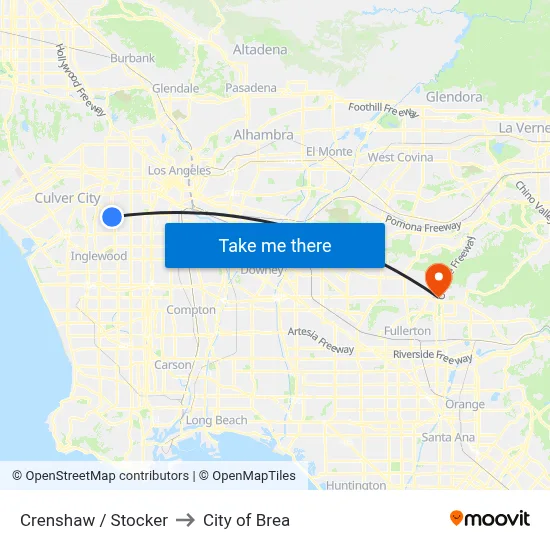 Crenshaw / Stocker to City of Brea map