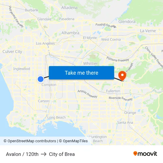 Avalon / 120th to City of Brea map