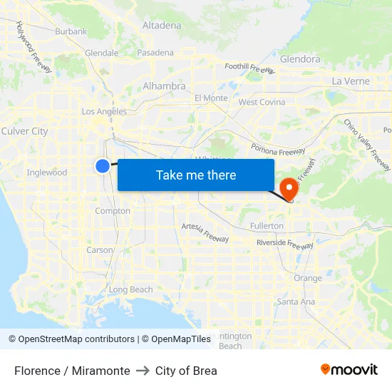 Florence / Miramonte to City of Brea map