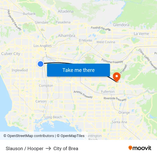 Slauson / Hooper to City of Brea map