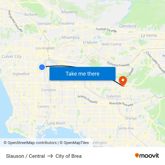Slauson / Central to City of Brea map