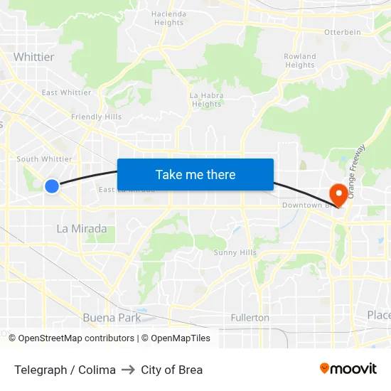 Telegraph / Colima to City of Brea map