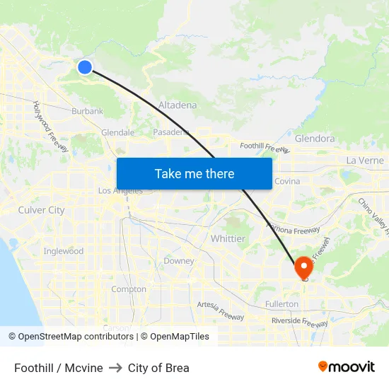Foothill / Mcvine to City of Brea map
