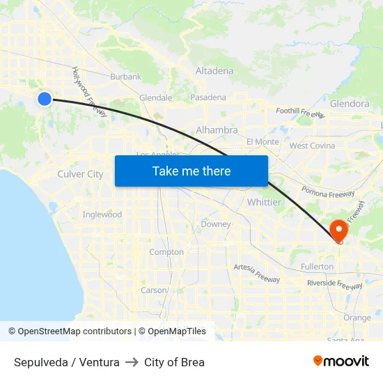 Sepulveda / Ventura to City of Brea map